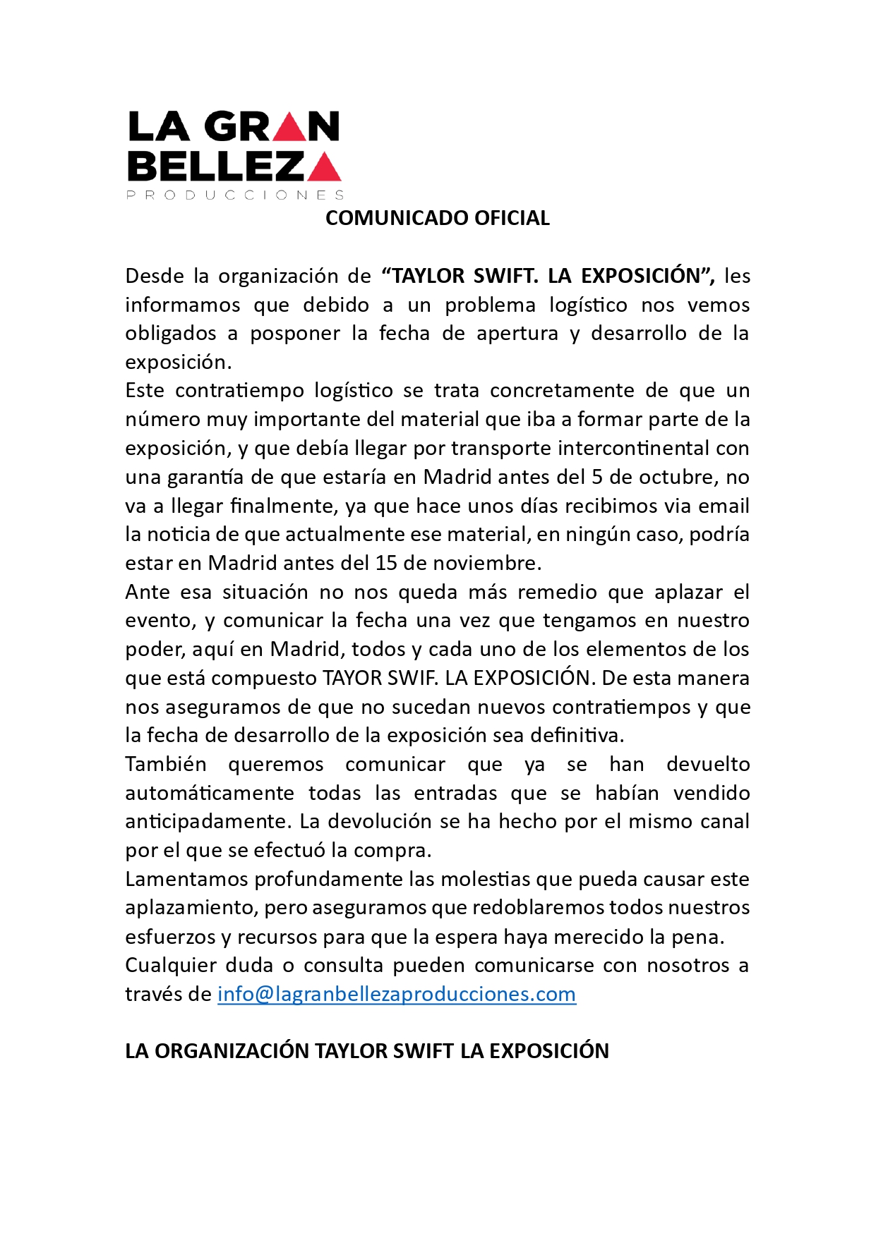 Comunicado oficial